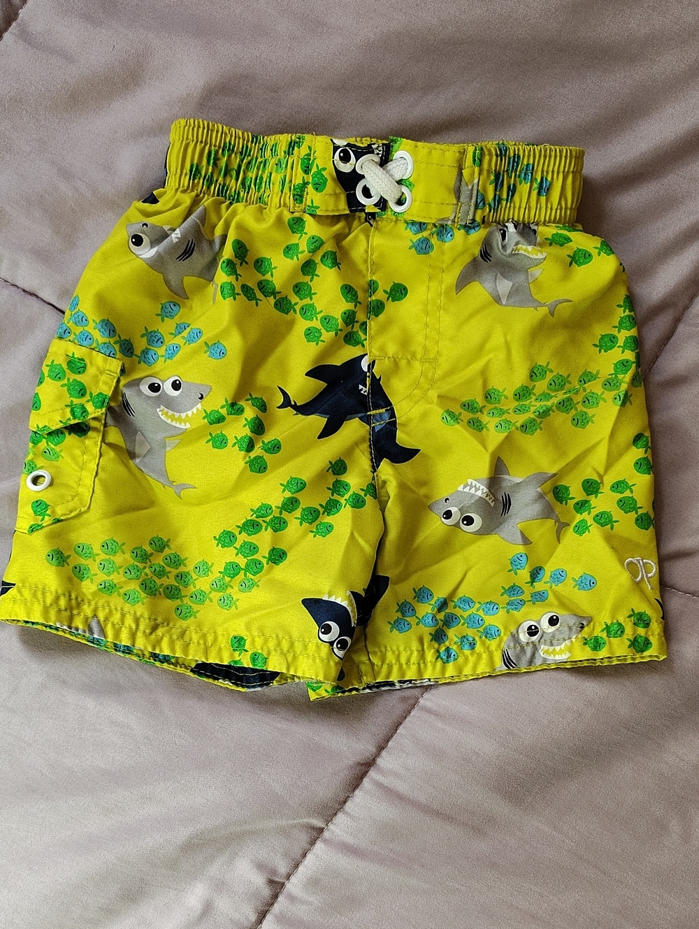 OP Yellow Shark & Fish Swim Shorts